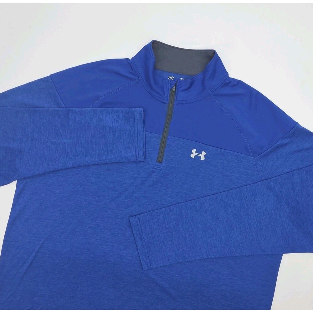 Under Amour Shirt 1/4 Zip Loose Lightweight Blue Sz XL Men Polyester Heat Gear